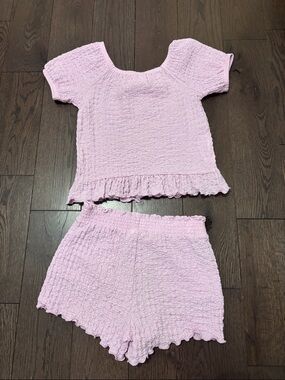 jumping beans Pink Crinkle Knit Two-Piece Set